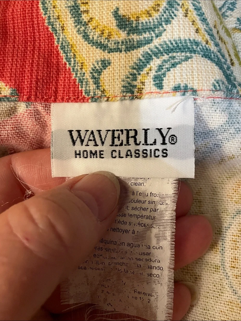 Waverly Coral, Yellow & Cream Medallion Curtain Valance set of 2